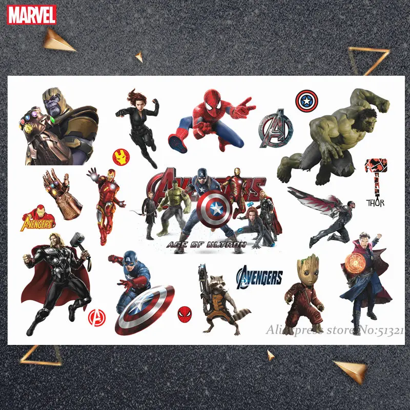 Hasbro Халк Человек Паук Марвел Мститель детский мультяшный временный стикер