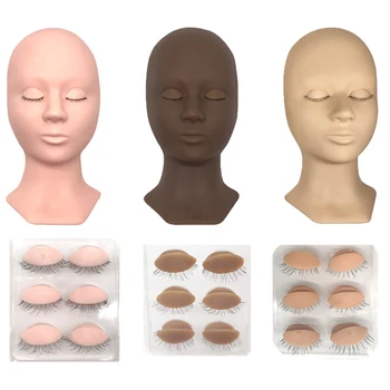 

Grafting Eyelash Extension 3 Colors Silicone Removable Model Professional Training Mannequin Head With Replacement Eyelids