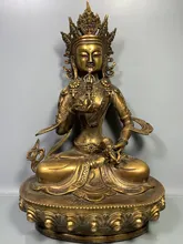 

12"Tibet Buddhism Old Bronze mosaic Gem Vajrasattva Sitting Buddha Bodhisattva statue Enshrine the Buddha