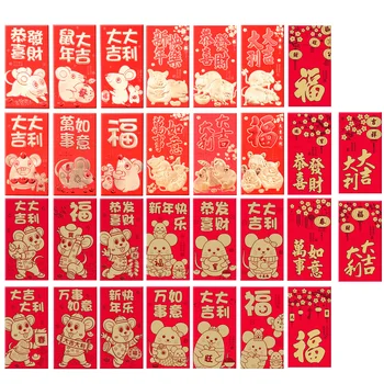 

30pcs Chinese New Year Red Envelopes Lucky Envelope 2020 Rat Hong Bao Money Packets for Spring Festival Lunar New Year