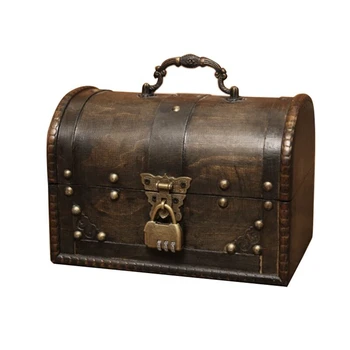 

Chic Wooden Pirate Jewellery Storage Box Case Holder Vintage Treasure Chest for Wooden organizer