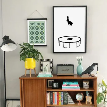 

Hello Letters Nursery Art Jumping RabbitCanvas Painting Wall Pictures Posters and Prints for Baby Kids Bedroom Home Decoration