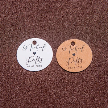 100 etichette personalizzate in carta kraft e bianca da 35 mm - Personalizzate per matrimoni, regali, etichettatura di prodotti con testo/immagine personalizzati-Y11