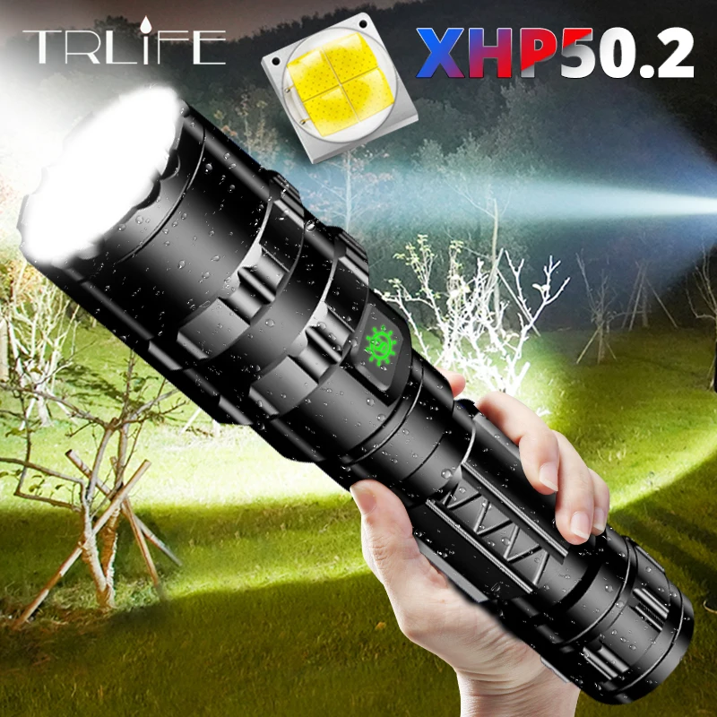 Online Más poderoso XHP50.2 linterna LED Xlamp de aluminio de caza L2 impermeable 5 modos de luz de la antorcha de Lanterna 18650 batería 26650