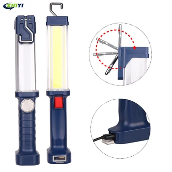 

USB Rechargeable LED COB Work Light Flashlight Magnetic Torch Flexible Inspection Hand Lamp Worklight Outdoor Spotlight