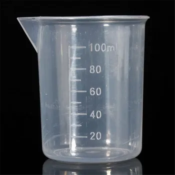 

2x 100mL Clear Plastic Graduated Measuring Cup Jug Beaker Kitchen Lab Tool Chemistry Learning stationery laboratory supplies
