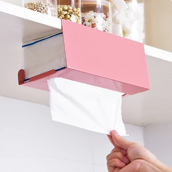 

Easy Install Napkin Holder Tissue Box Iron Structure Bathroom Cabinet Hanging Space Saving Storage Rack Home Hotel Removable