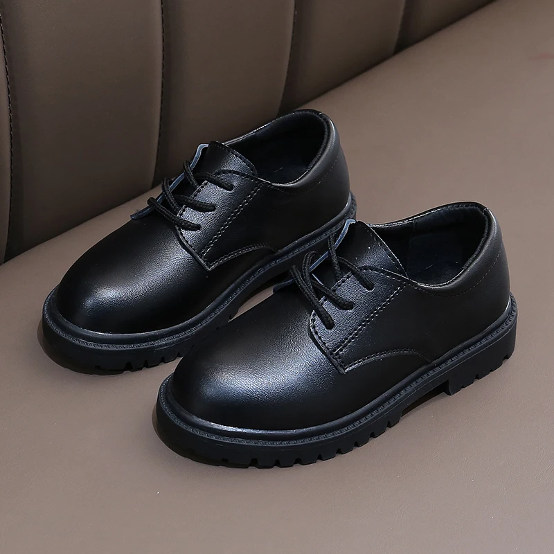 grande menino formal sapatos de casamento estilo britânico simples preto