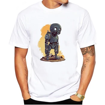 

LUSLOS Skull Robot Men's T-Shirts 2019 Funny Printed Short Sleeve Tshirts Summer Hip Hop Casual Cotton Tops Tees Streetwear