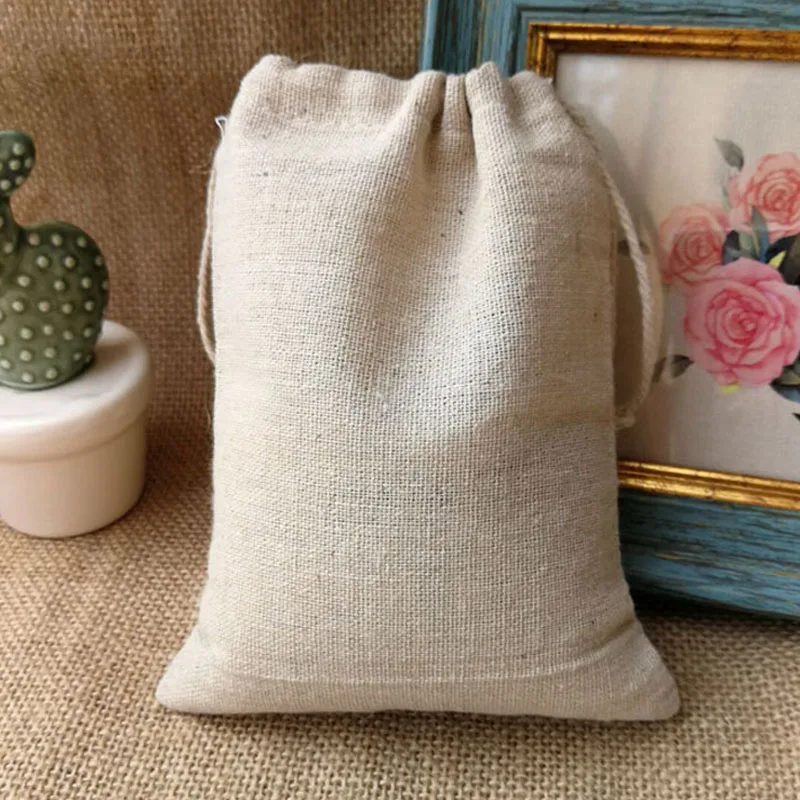Из хлопка и льна с кулиской сумки 15X20cm(6 &quotх 8&quot) в упаковке 50 Макияж Ювелирные