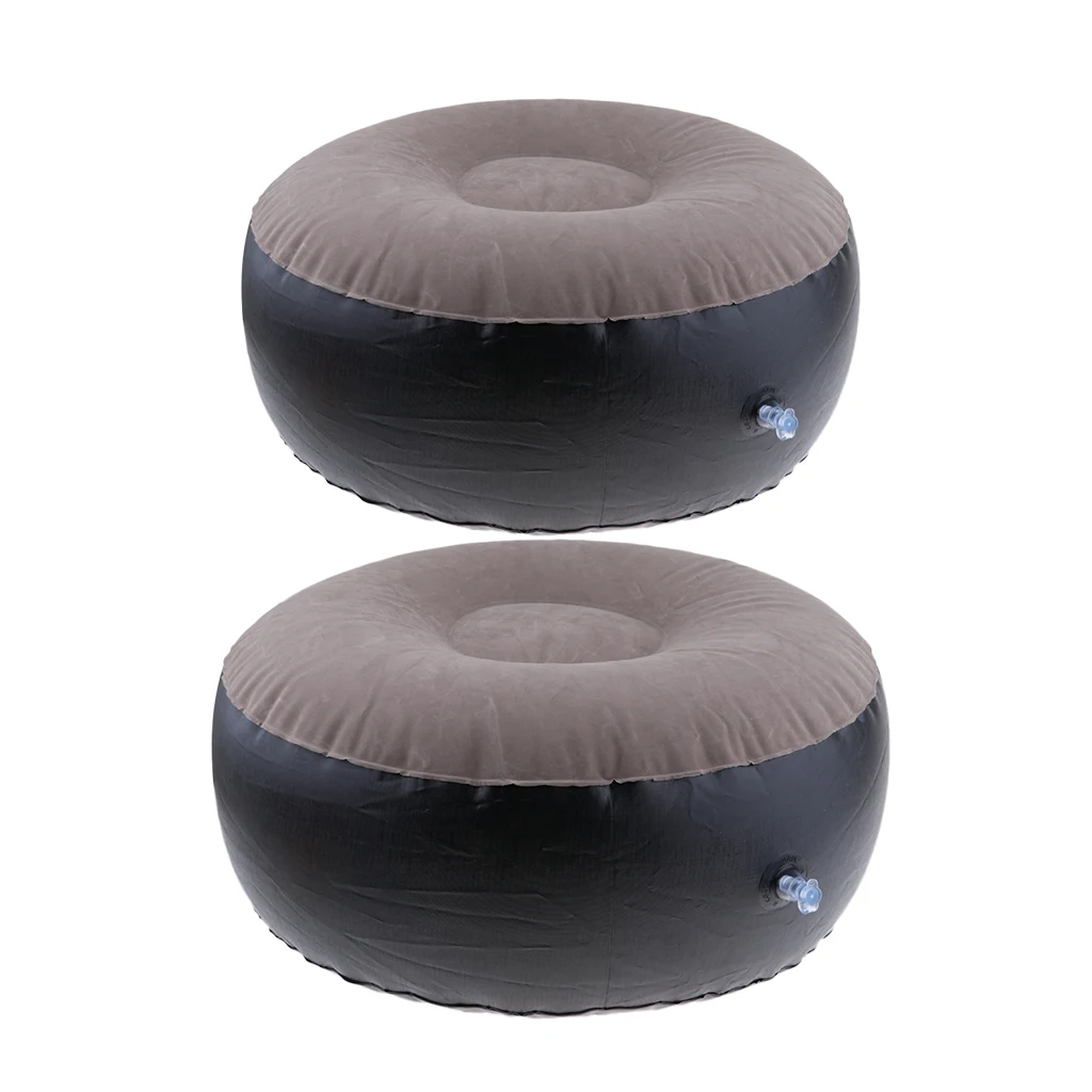 2 Pieces Inflatable Stool Ottomans, Folding and Portable, Foot Rest Sofa Air Chair for Patio Garden Camping Yard