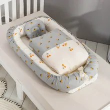Переносной лежак для кроватки с пододеяльником, подушка, кроватка для новорожденного, спальное гнездо, постельные принадлежности, детская люлька-качалка 90x55x15 см