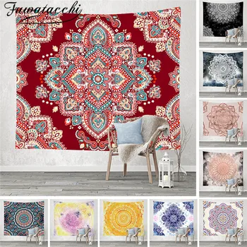 

Fuwatacchi Geometric Pattern Wall Hanging Tapestry Travel Camping Oil Painting Boho Blanket Yoga Pad Flowers Sleeping Tapestries