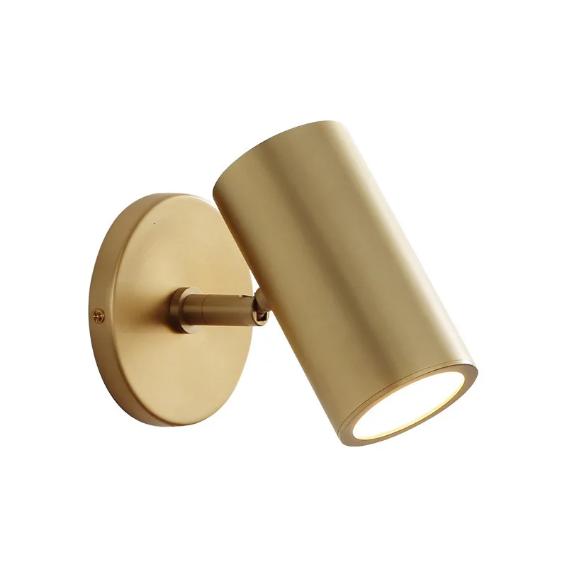 

Post Golden Polish Wall Lamp Originality Northern Europe Bedroom Bedside Aisle Stairs Mirror Front Hotel Brass Small Wall Lamp