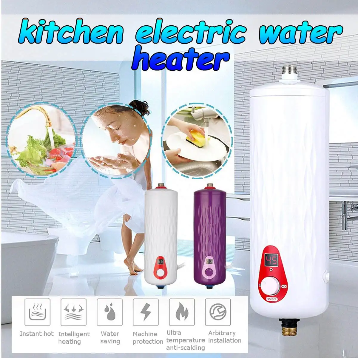 6000 Вт Электрический водонагреватель мгновенный Tankless водонагреватель 220 В 6 кВт температурный дисплей нагревательная кухня; ванная; душ