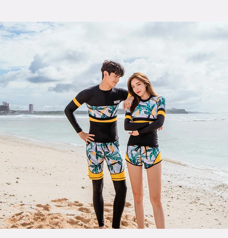 Meiyier韓国カップル水着ラッシュガード男性と女性のファッション全身サーフ水着upf50服衣装水着 Rash Guard Aliexpress