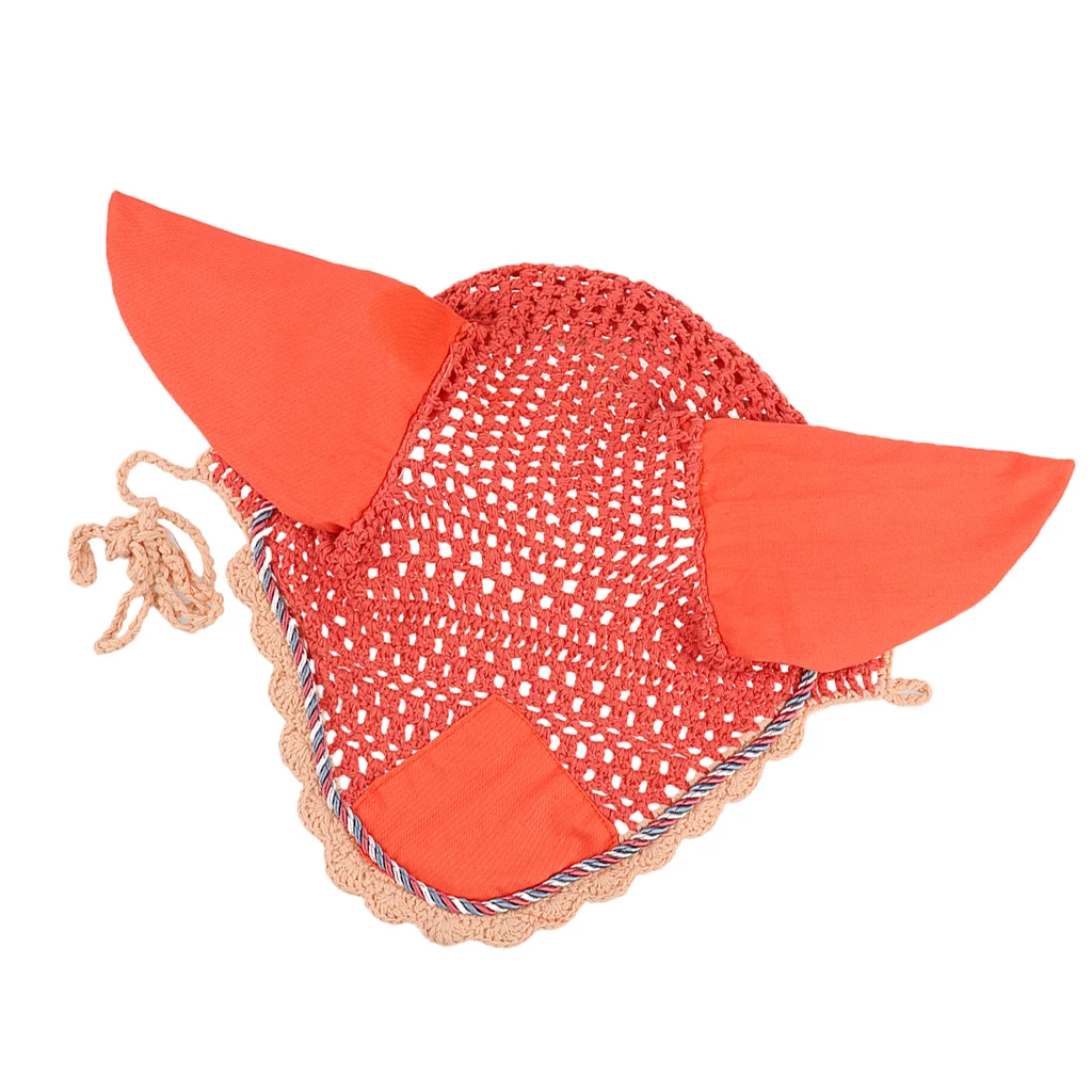 Professional Soft Cotton Hand Crochet Breathable Fly Veil Horse Ear Net With Ears Horse Wear Horse Equipment For Horse 5