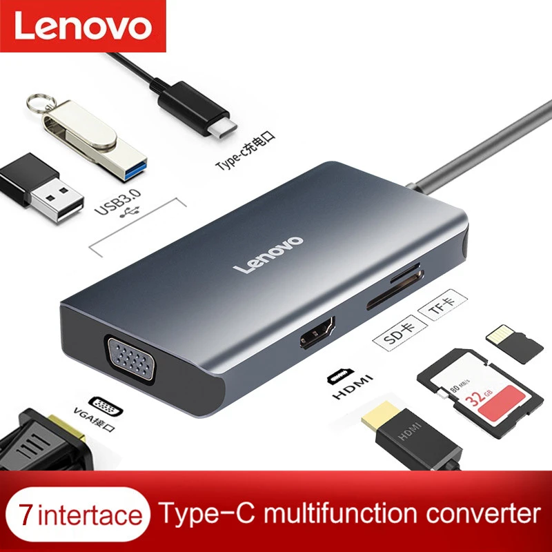 nedsænket kam quagga Lenovo Usb C Hub For Laptop Pc Hdmi Vga Micro Sd Card Reader Pd Dual Otg  Multi Usb3.0 Type C Adapter For Notebook Splitter Port - Docking Stations & Usb  Hubs - AliExpress