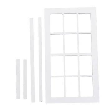 

1:12 Dollhouse Furniture Wooden Painted 9-Panel Window Model (with Frame Parts), Room or Fairy Garden DIY Decoration