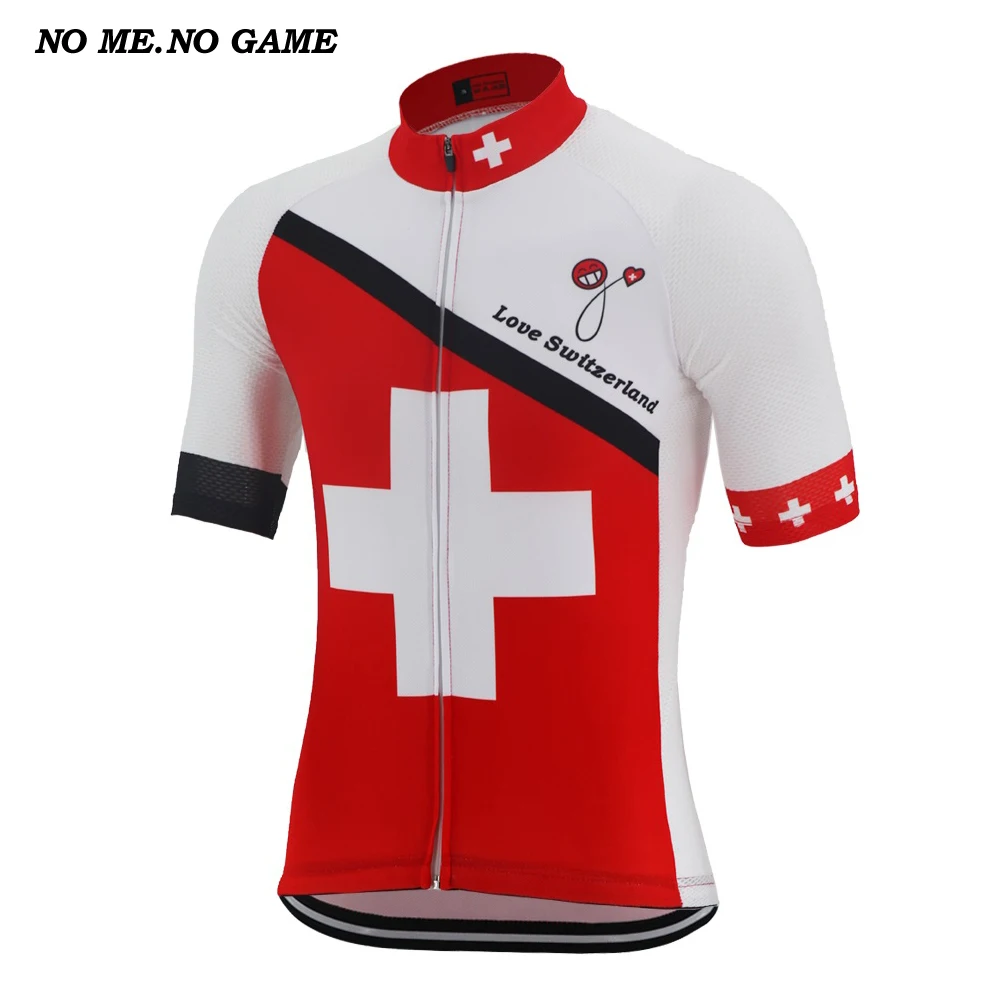 Без со мной. Без игры Ретро Велоспорт Джерси Красный для мужчин лето Швейцария велосипед одежда флаг Дорога Горный Pro Racing 16 стиль - Цвет: Men Only Jersey