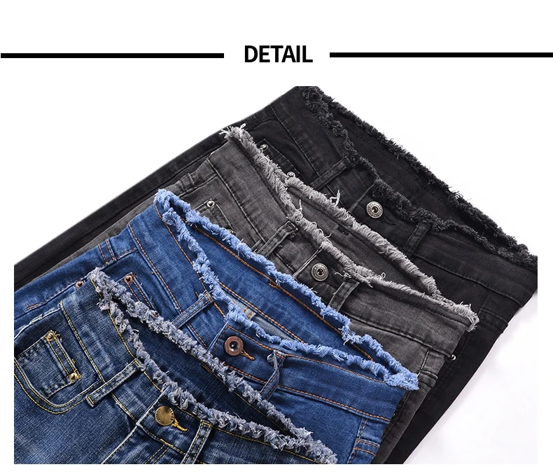 Женские джинсы с высокой талией, женская одежда с карманами, джинсы для мам, женские джинсы с эффектом пуш-ап, Mujer, обтягивающие узкие брюки с кисточками, синие, черные, серые
