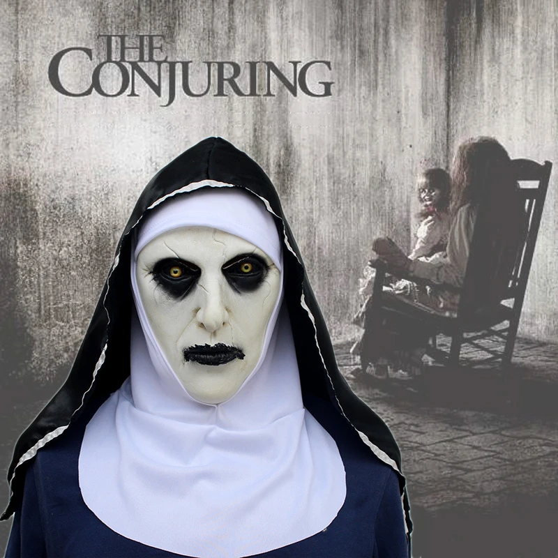 The Conjuring Nun Horror Mask Cosplay Valak Scary Latex Masks With Headscarf Full Face Helmet Halloween Party Props |