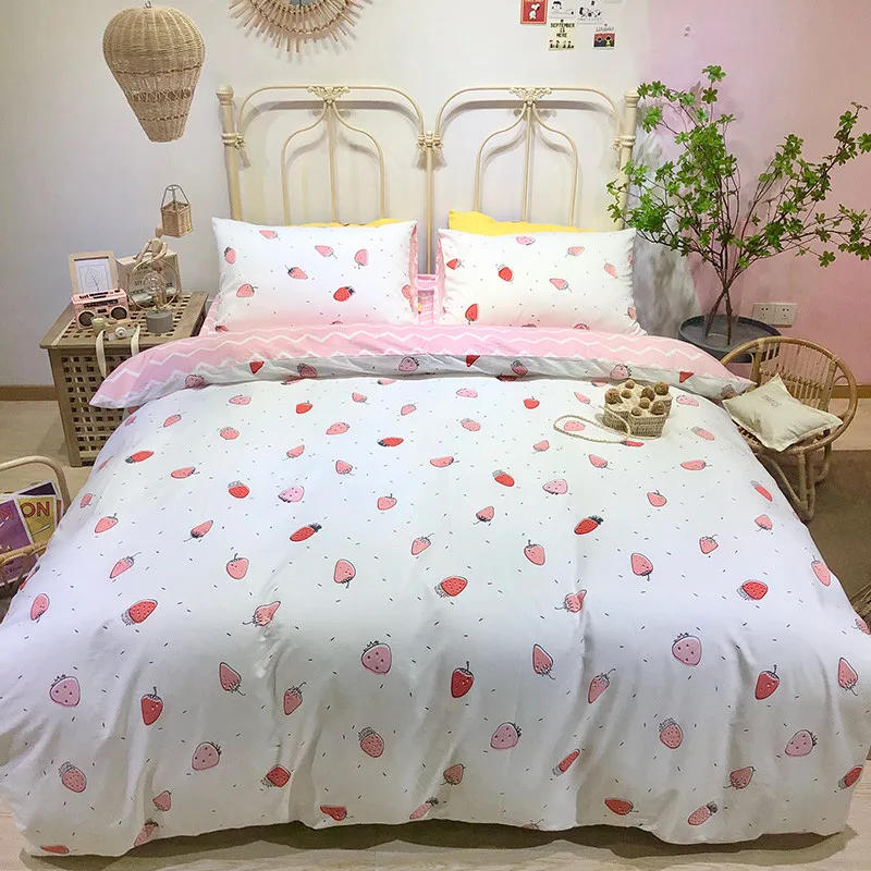 Pure Cotton Japan Style 4 pcs Duvet Cover Bed Sheet Pillowcases Little