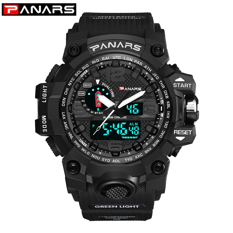 

PANARS Men Sport Digital Watch Waterproof LED Shock Male Military Electronic Army WristWatch Outdoor Multifunctional Clock