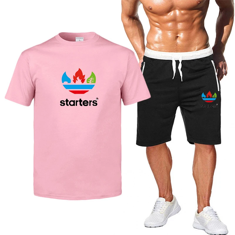 Great Value Olevo Jogging Sweatsuits Suit Cool Printed Cotton Short Sleeve Tops Mens Tracksuit Shorts Sweatpants Sports Loose 2 Piece Set