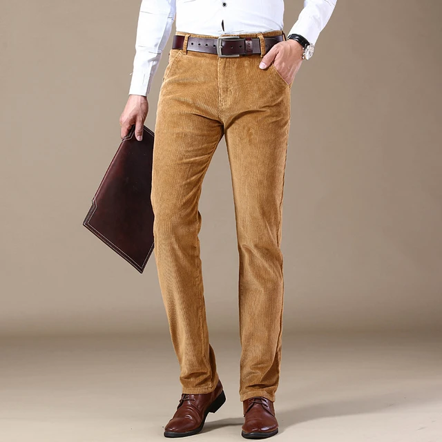 Men's Slim-Fit Navy Cotton Velvet Pants