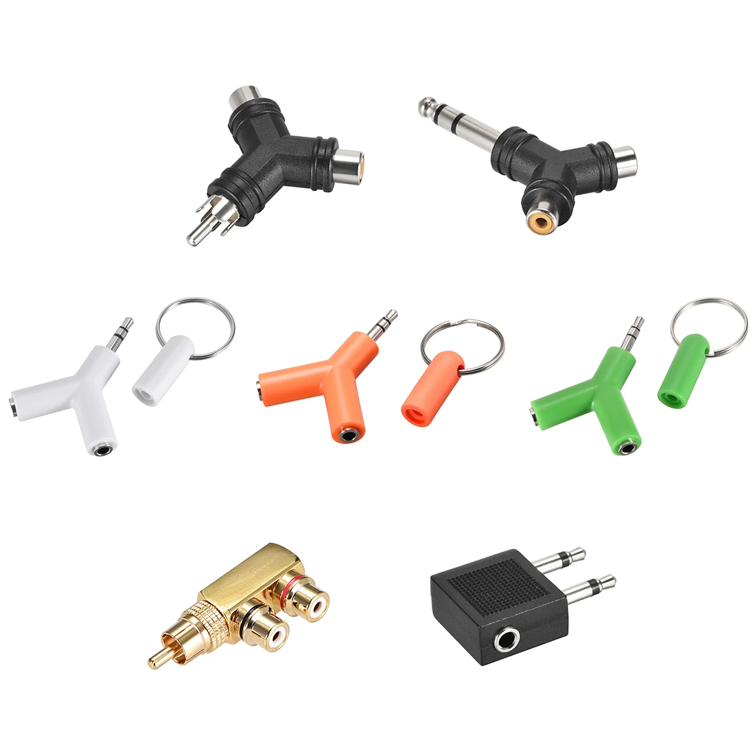 

uxcell RCA Male to 2 RCA Female Y Shape Connector Stereo Audio Video Cable Adapter Splitter Black for Audio and Video System