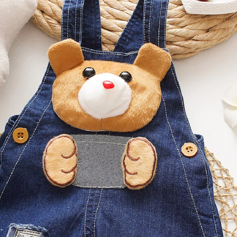DIIMUU Infants Summer Fashion Kids Boys Denim Short Overalls Clothes Child Boy Casual Cartoon Print Short Pants Clothing Bottoms