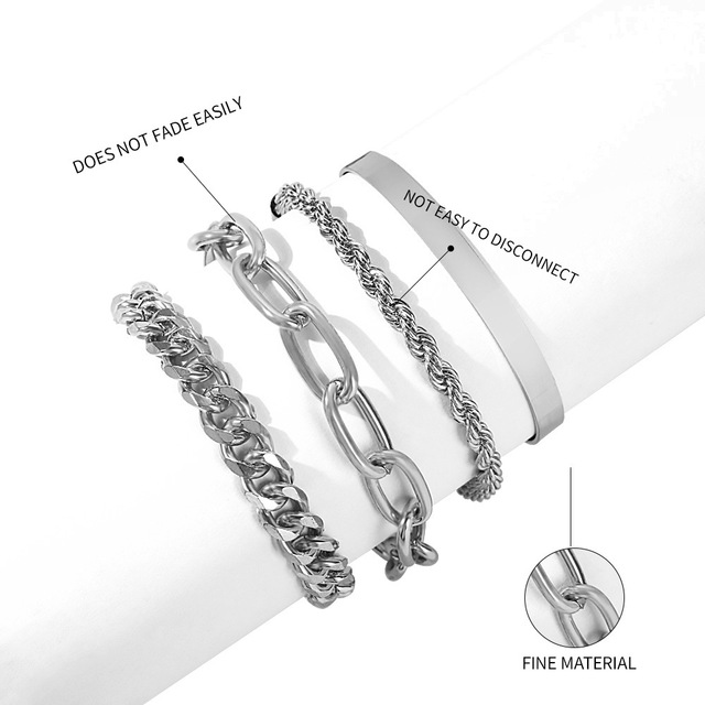Punk Curb Cuban Chain Bracelets Set for Women Miami Boho Thick Gold Color Charm Bracelets Bangles Fashion Jewelry