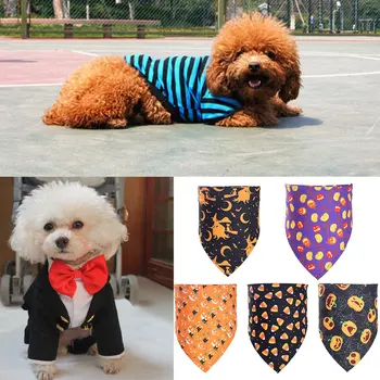 

Universal Halloween Themed Pet Triangle Scarf Single-Layer Printing Geometric Festival Accessories For Cats And Dogs