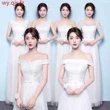 YNHS001# платья кружевные для подружки невесты длинное вечернее платье для выпускного бала новое бальное платье для девочек на свадьбу бальное платье для выпускного вечера белое