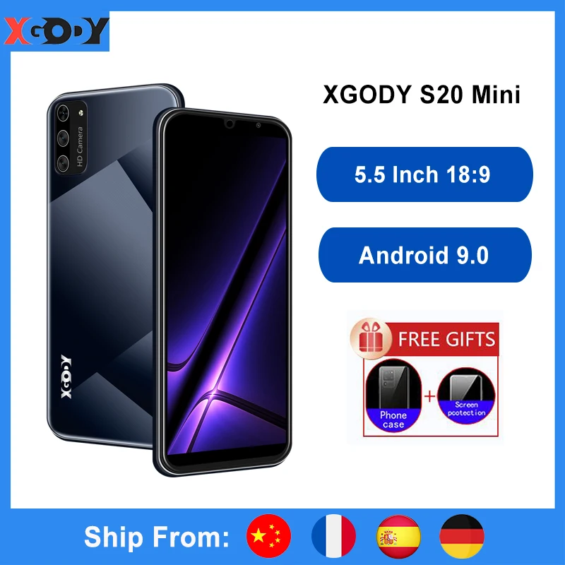 XGODY Смартфон Android 9.0 5 дюймов 18: 9 Полноэкранный Мобильный Телефон 1 ГБ 8