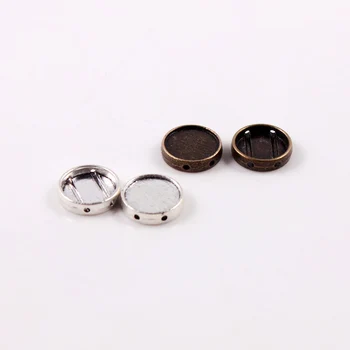 

Wholesale 100pcs Antique Silver and Brass 12mm Inner Cabochon Base Cameo 2 Hole Setting Beads diy bracelet making accessories