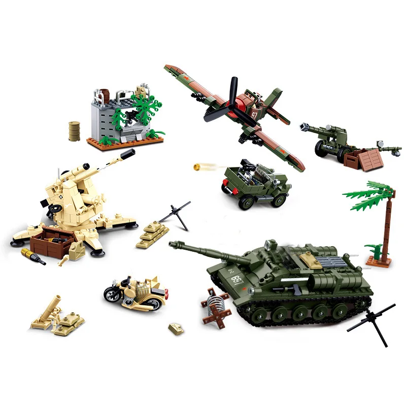 wood blocks for crafts World War 2 Military Vehicle Tank T34 Panzer Airplane Truck Model Building Block WW2 German Soviet Army Weapon Construction Toys wood blocks for crafts Blocks