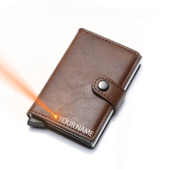

Fashion Men Card Holder Leather Men Credit Card Holder Anti-thief Card Wallet for male Automatic Hasp Male Purse Business ID