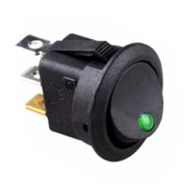Pushbutton switch ON/OFF Round Rocker Switch LED illuminated Car Dashboard Dash Boat Van 12V Waterproof cap - Цвет: 12V-Dot-Green