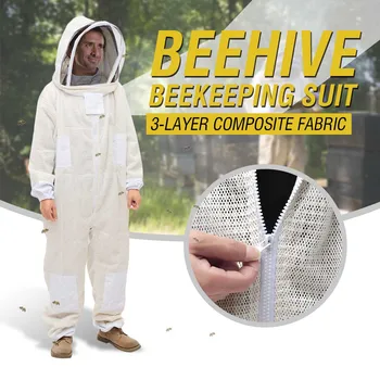

3 Layer Beekeeping Beekeeper Bee Suit Breathable HD Surface Net Protective Suit Full Body Beekeeping Clothing Hat