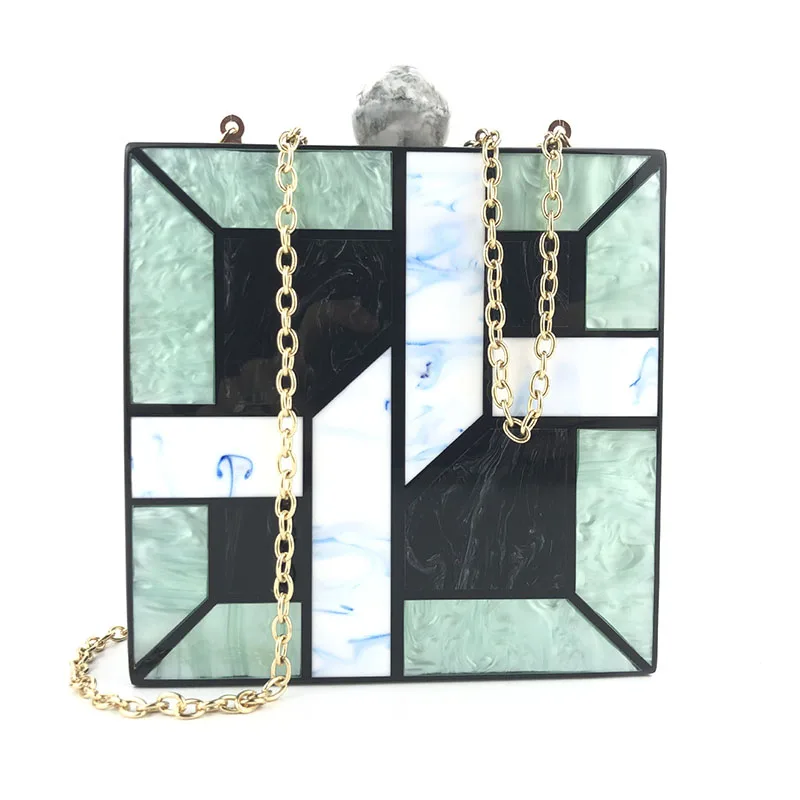 

Stylish, luxurious, square-shaped, marbled lady bag, one-shouldered lady bag, Evening Dress Party