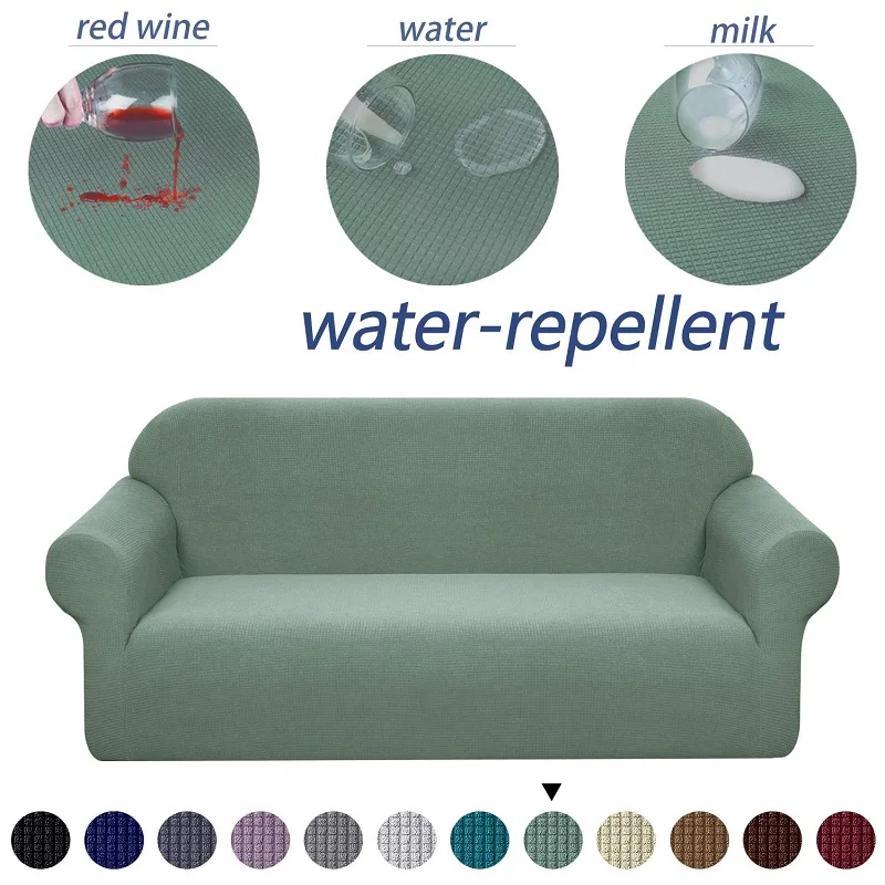 

Waterproof Polar Fleece Slipcover Sofa Solid Color Couch Cover Elastic full sofa Cover 1/2/3/4 seater Stretch Pillow Case