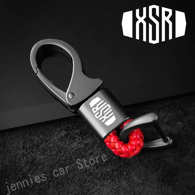 Custom logo hanging waist with metal leather cord keychain for Yamaha XSR 155 300 700 900 400 650 motorcycle Accessories Red