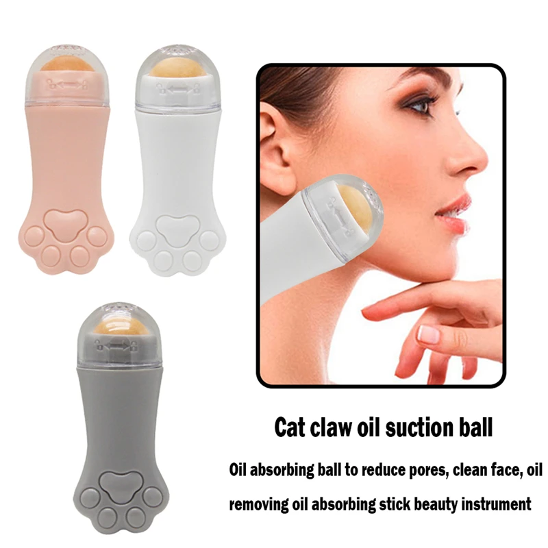 Cat Paw Face Oil Absorbing Roller  Volcanic Stone Blemish Remover Facial Shiny Changing Pores Oil Removal Massage Artifact Tools