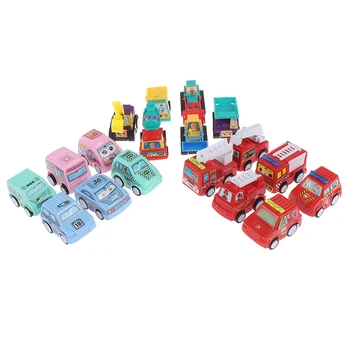 

6pcs Pull Back Car Toys Mobile Machinery Shop Construction Vehicle Fire Truck Taxi Model Baby Mini Cars Gift Children Toys
