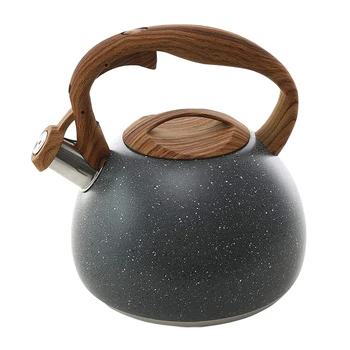 

Tea Kettle 3 Quart Teapot for Stovetops Wood Pattern Handle with Loud Whistle Food Grade Stainless Steel Tea Pot Water Kettle