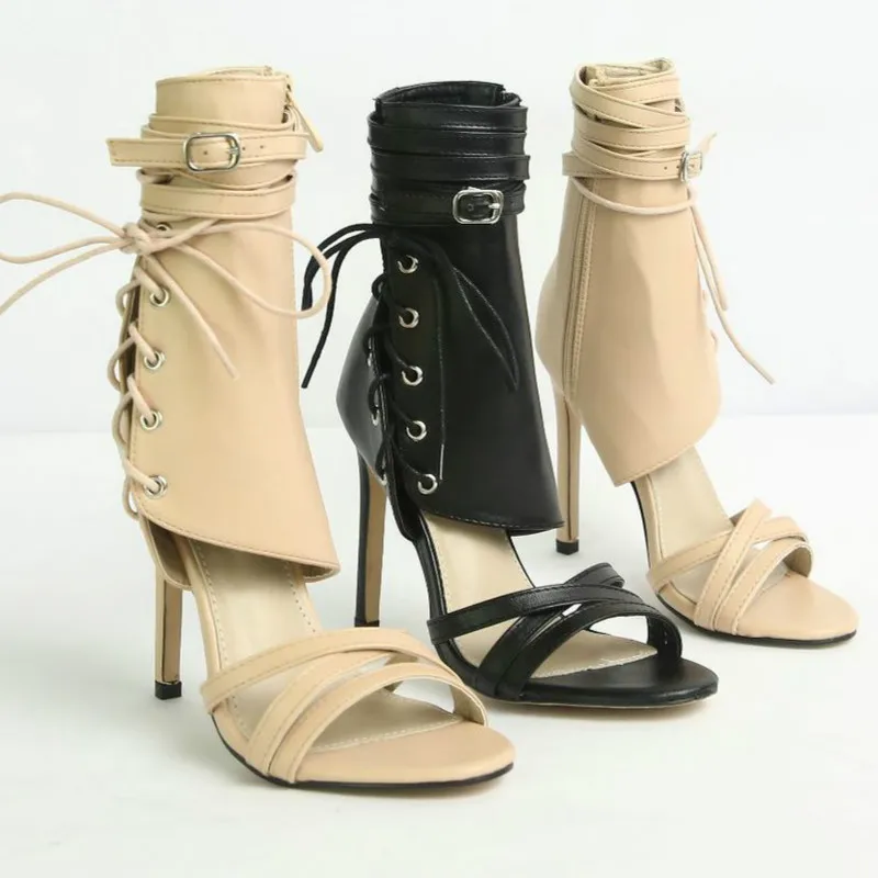 2020 New Large Size High Heel Sandals Ladies Straps Belt Buckle Cool Boots Roman Fashion Sexy Women's Boots Sandals