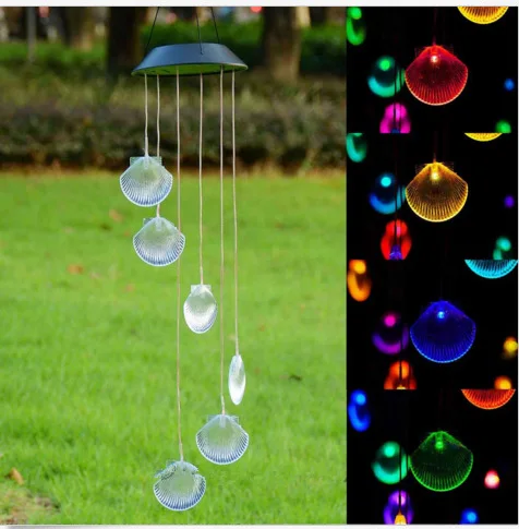 

Solar Wind Chime Constant And Solar Color Changing Wind Chime Big Shell Colorful LED Lights Solar Garden Lamp