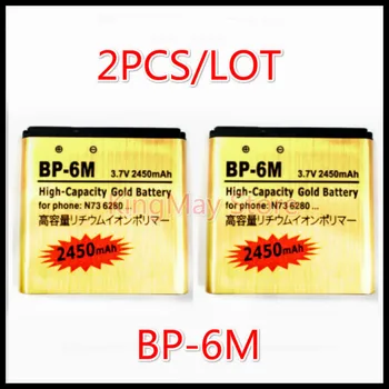 

2pcs/lot High Capacity gold battery BP-6M Mobile phone Battery for Nokia N93 N73 9300 6233 6280 6282 3250 BATTERY